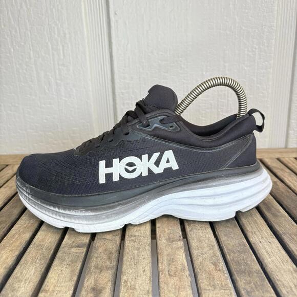 Hoka One One Bondi 8 - Black / White- Women’s Running Shoes Size 7.5 B - Picture 5 of 16
